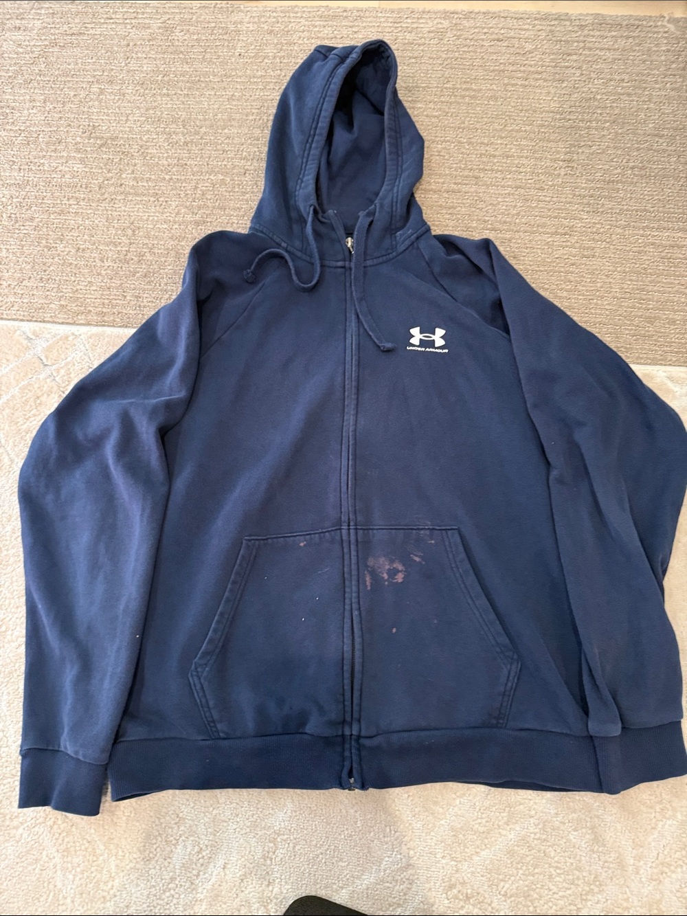 Under Armour Navy Blue Full-Zip Hoodie with Logo